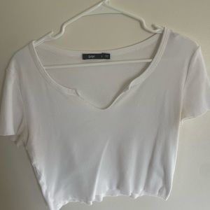 White Cropped T shirt